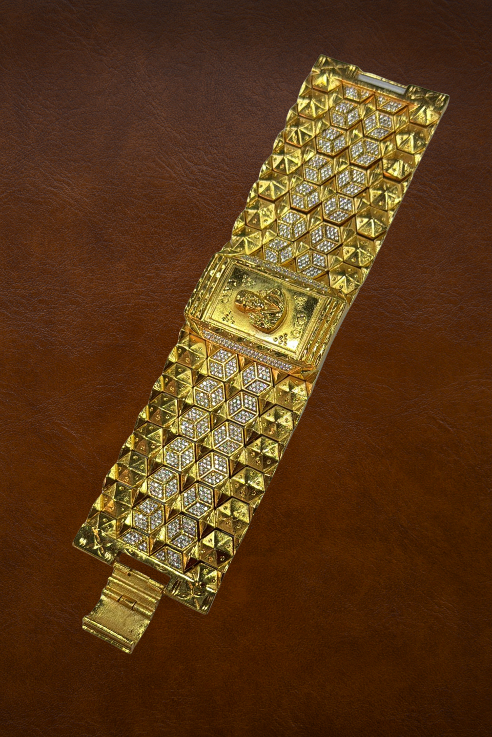 Men’s Royal Studded Gold-Finish Statement Bracelet