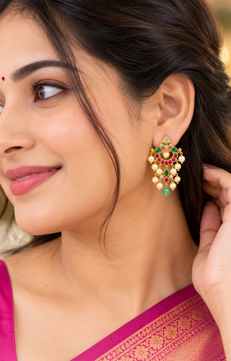 * Premium Designer Pearl Drop Earrings
* Royal Kundan Style Pearl Earrings 🥳🤩