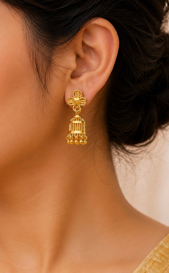 ✨ Elegant Floral Gold Jhumkas earrings 💫😍