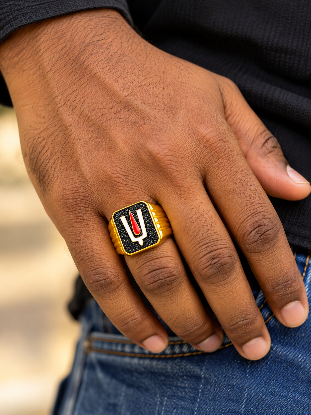 Premium Gold-Plated Lord Venkateswara Signet Ring for Men💕🤩🥳