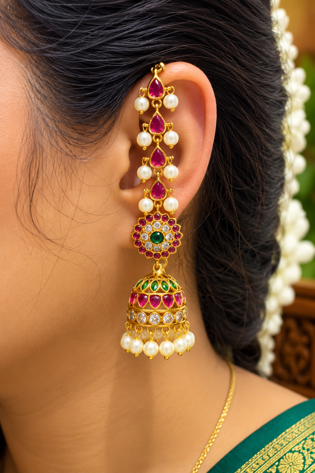 Classic Ruby Stone Pearl Jhumka 😍❤️