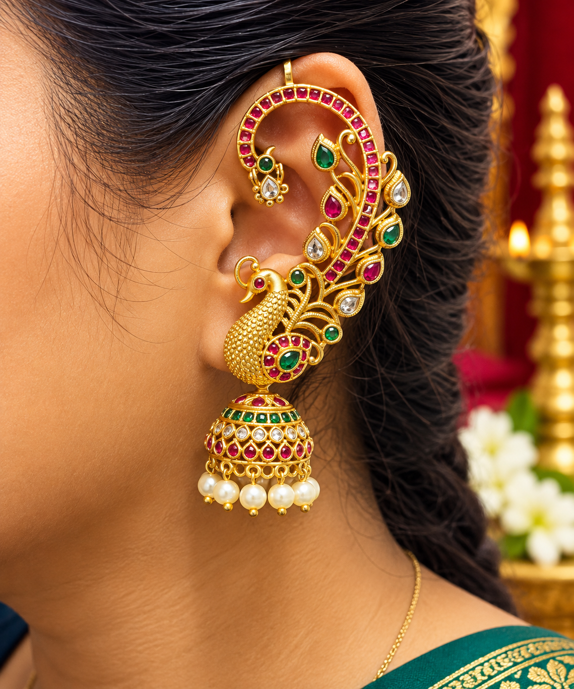 Designer Peacock Jhumka Ear Cuff 🥰😍