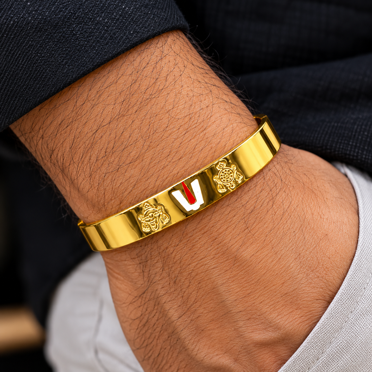 Traditional Vaishnav Tilak Gold Finish Kada ✨