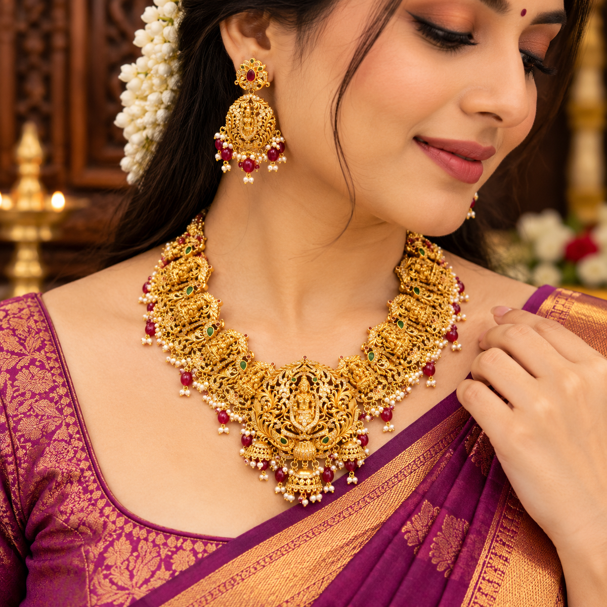 Royal Lakshmi Temple Jewellery Necklace Set ✨