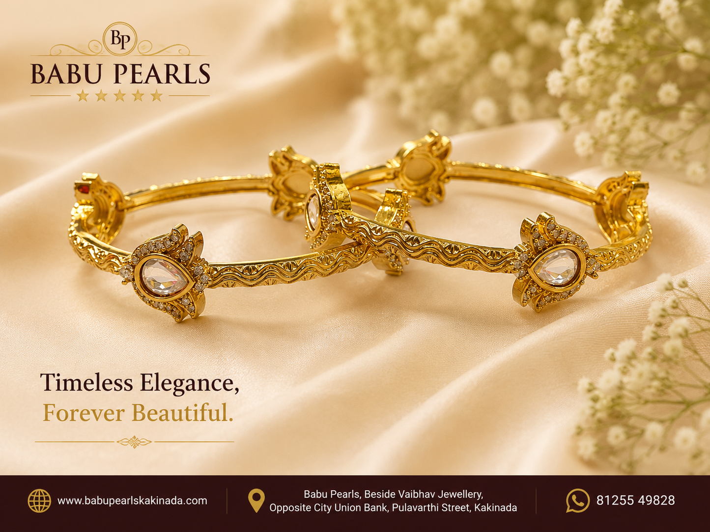 💫🤩Elegant Lotus Gold Finish Bangles ✨😇