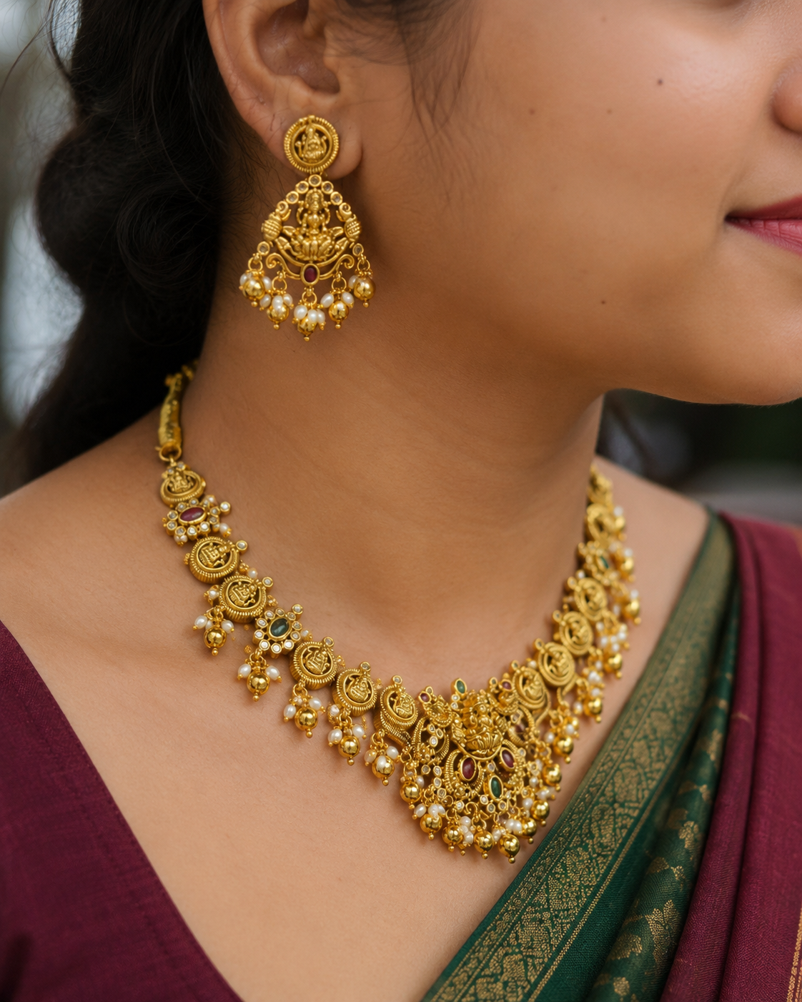 Traditional Lakshmi Temple Necklace Set π₯°ππ€