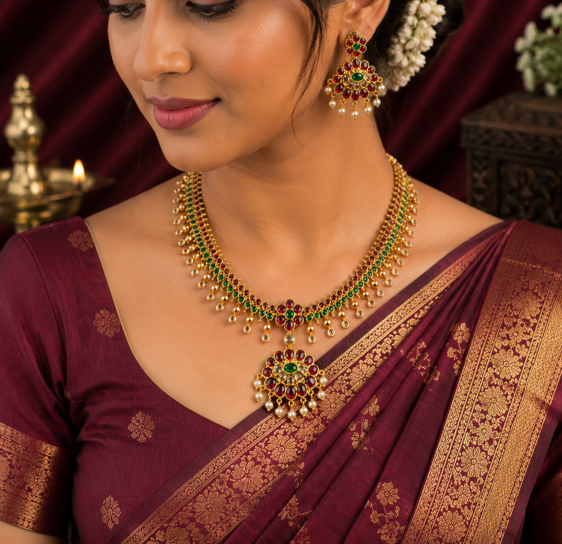 * Elegant Ruby & Emerald Necklace Set π«ππ