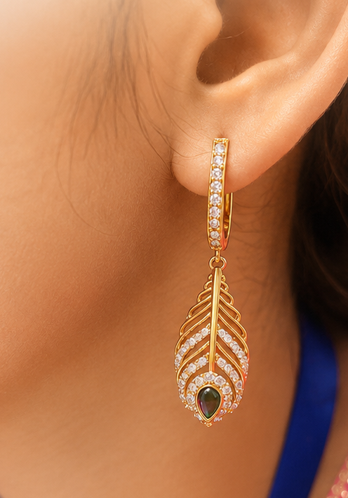 * Elegant Peacock Feather Earrings 💘🌟💓