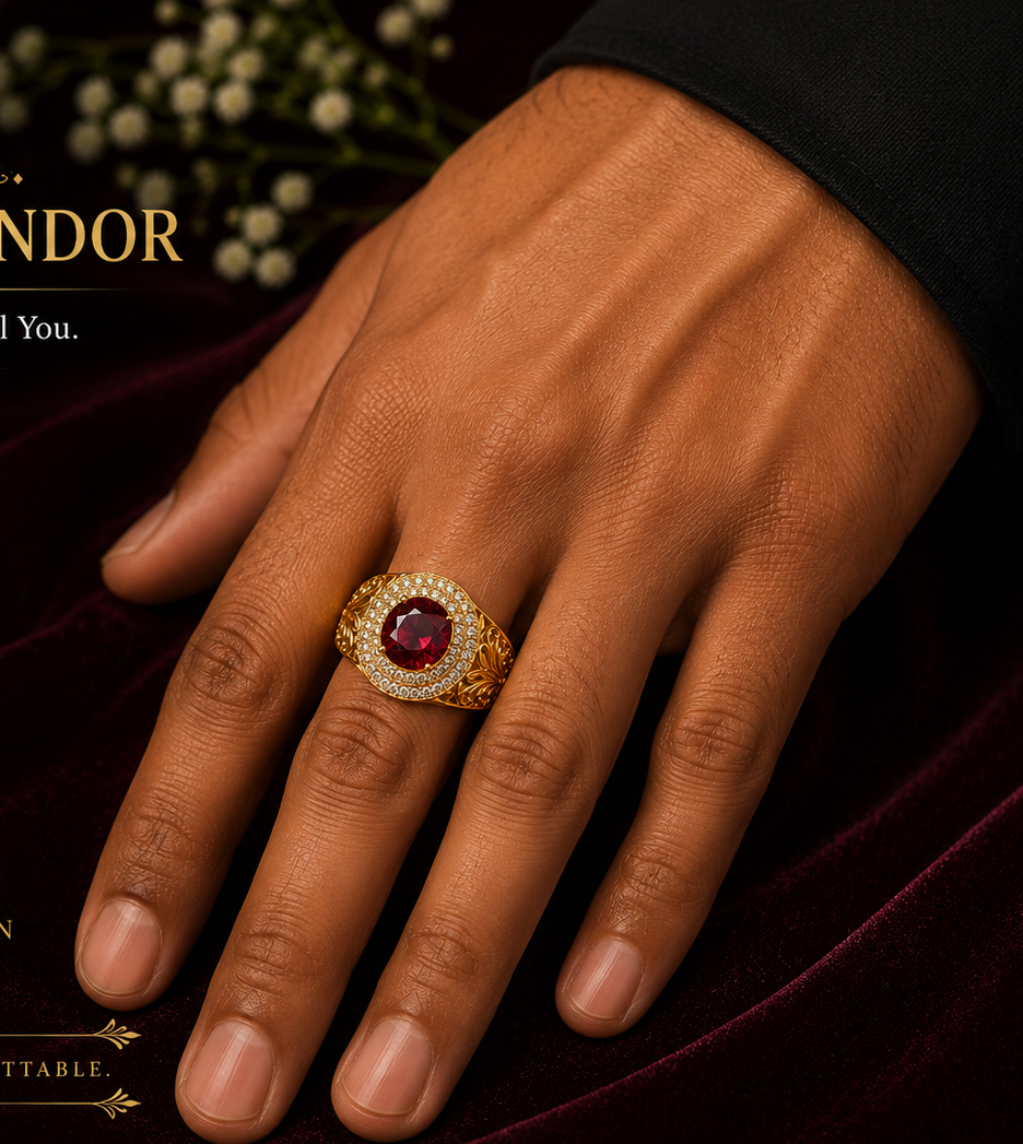 * Luxury Ruby Gemstone Men’s Ring
* Traditional Ruby Gold Designer Ring 💫💓🧿