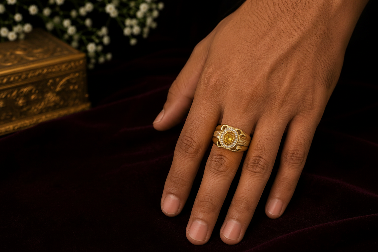 * Premium Golden Stone Menβs Ring ππ