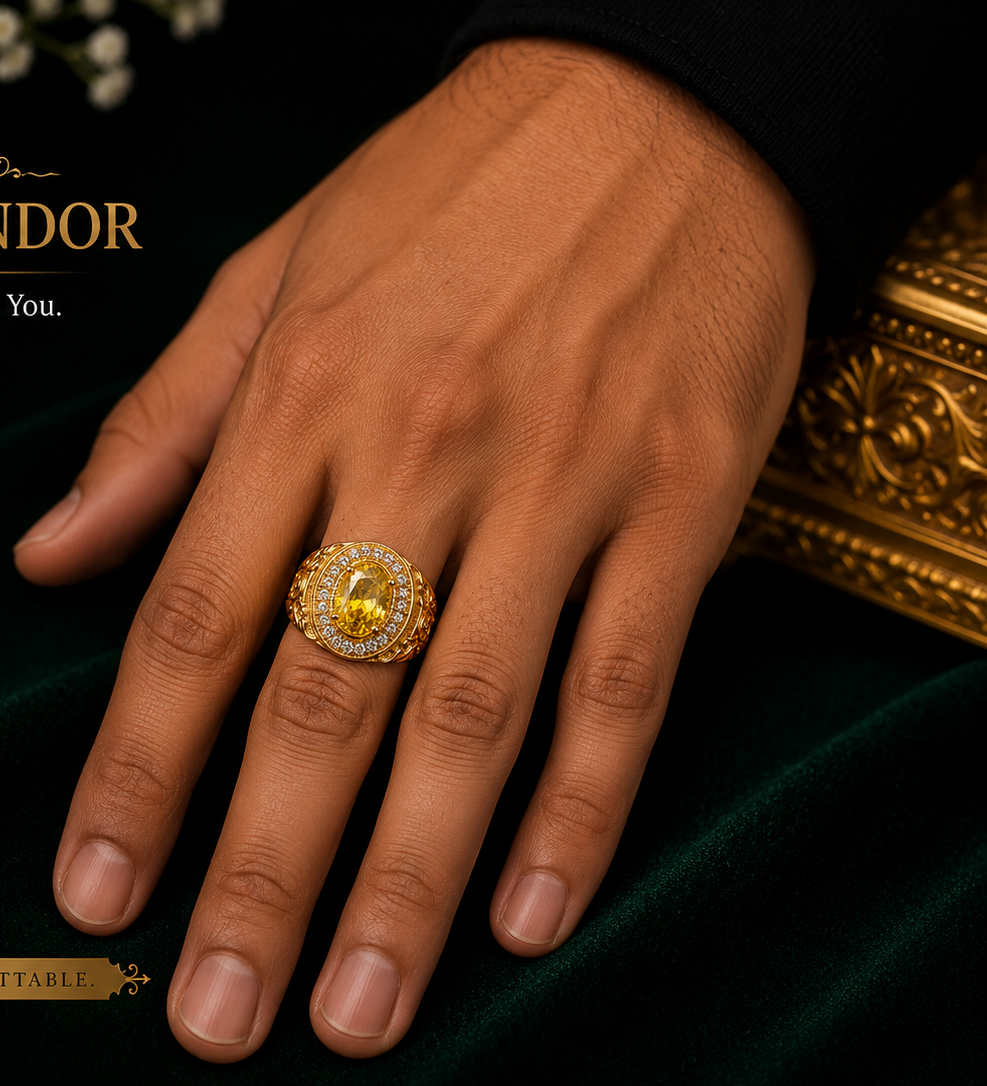 “Royal Golden Citrine Men’s Designer Ring” 💫🫶✨