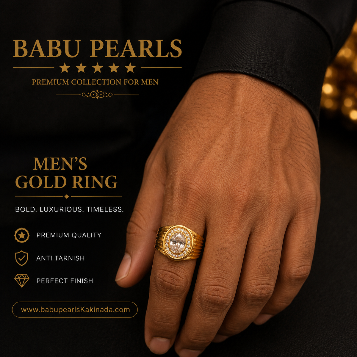 Men’s Premium Gold Ring – Designer Collection ⚡️🫶💫