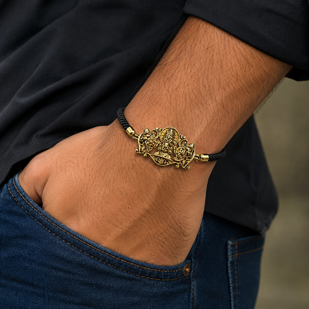 Elegant Lord Venkateswara Black Thread Bracelet for Men ✨💓⚡️