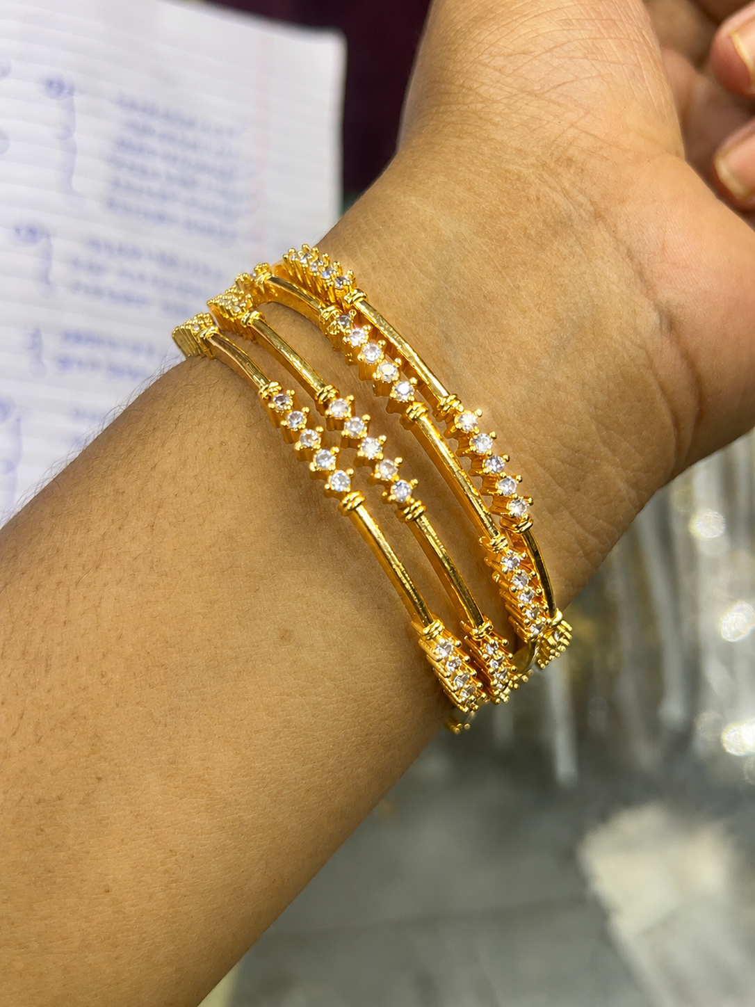 Diamond Stone Gold Bangles – Elegant & Trending ✨