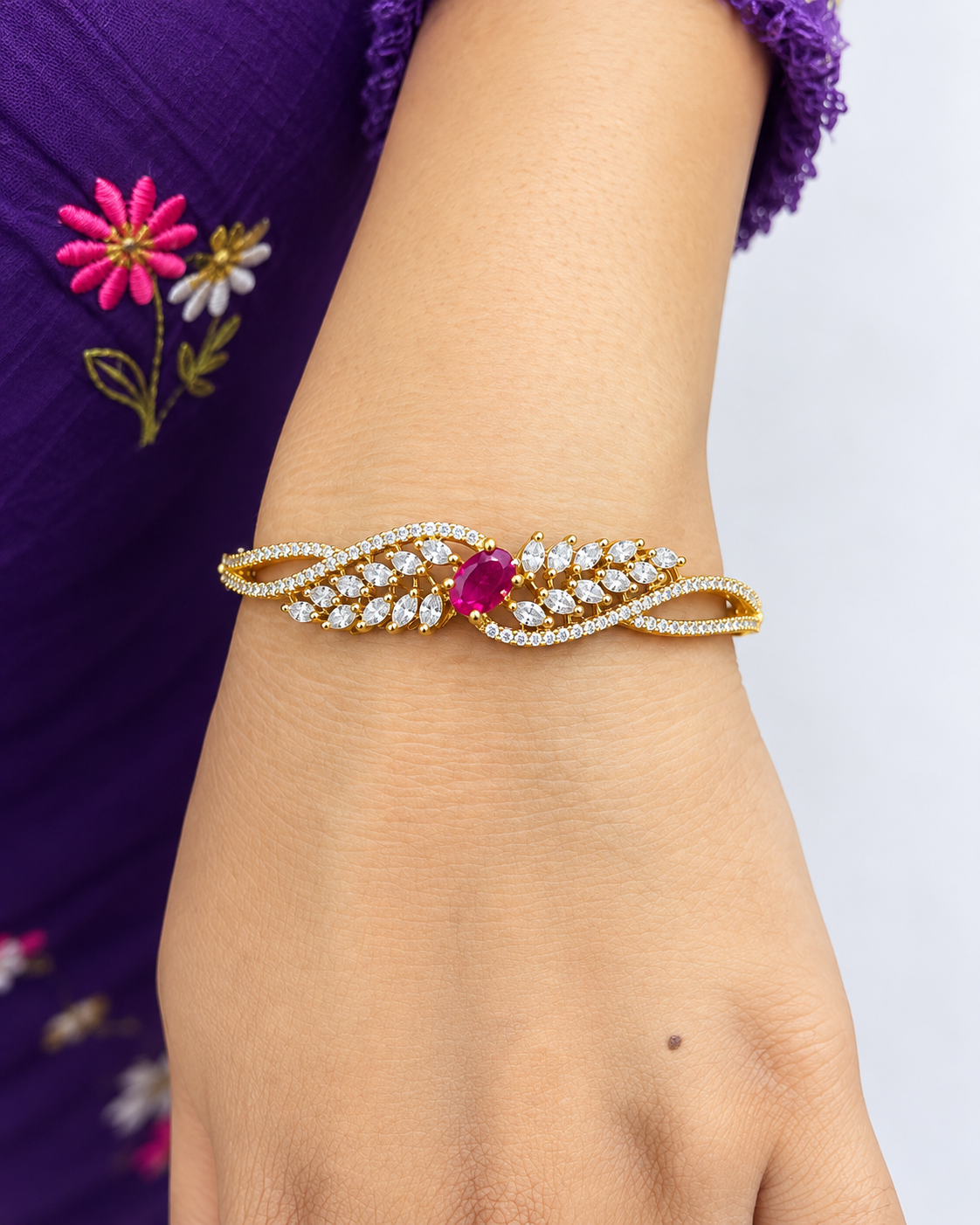 ππ«Leaf-Inspired with CZ Stones π«