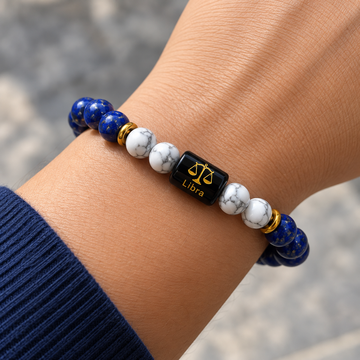 Libra (Tula rasi) lapis lazuli nd how lite bracelet
