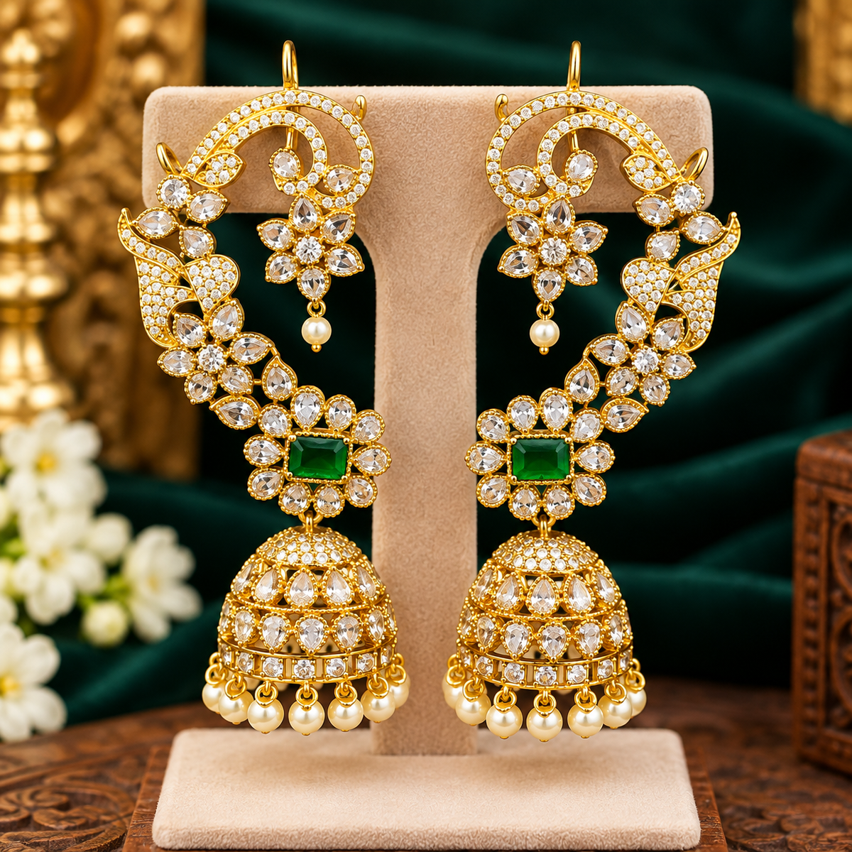 The Emerald Cascade – Designer Ear Cuff 😇🤗