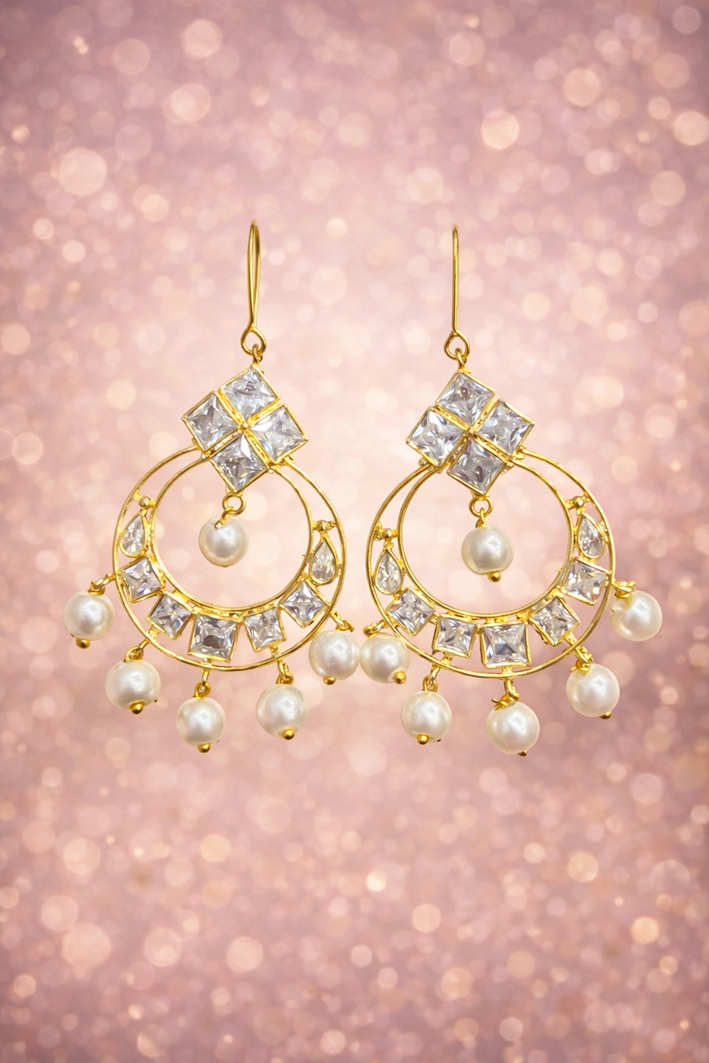 Polki earrings j hook style