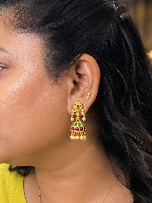 Temple Style Peacock Jhumkas