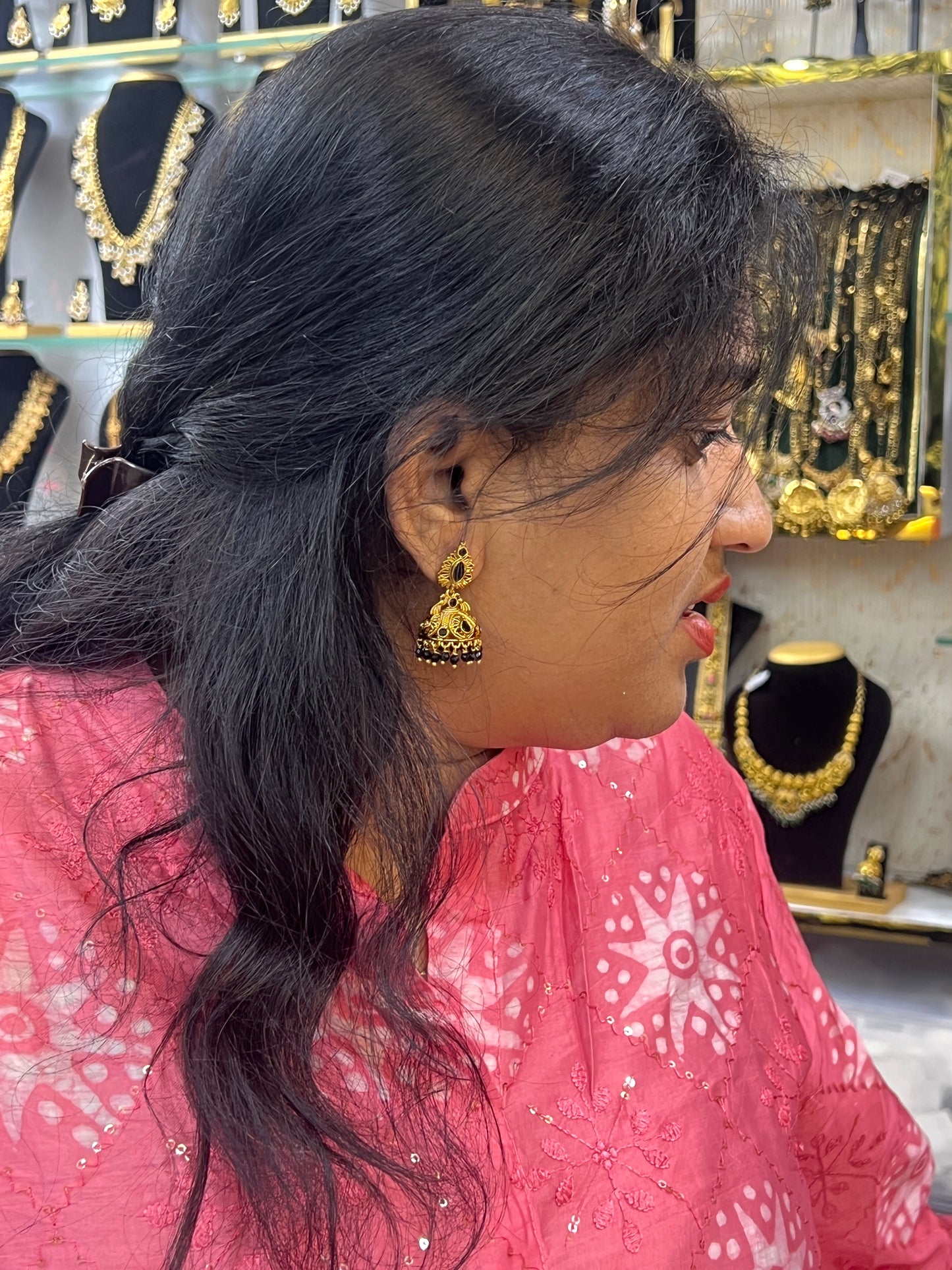Black Onyx Antique Jhumkas
