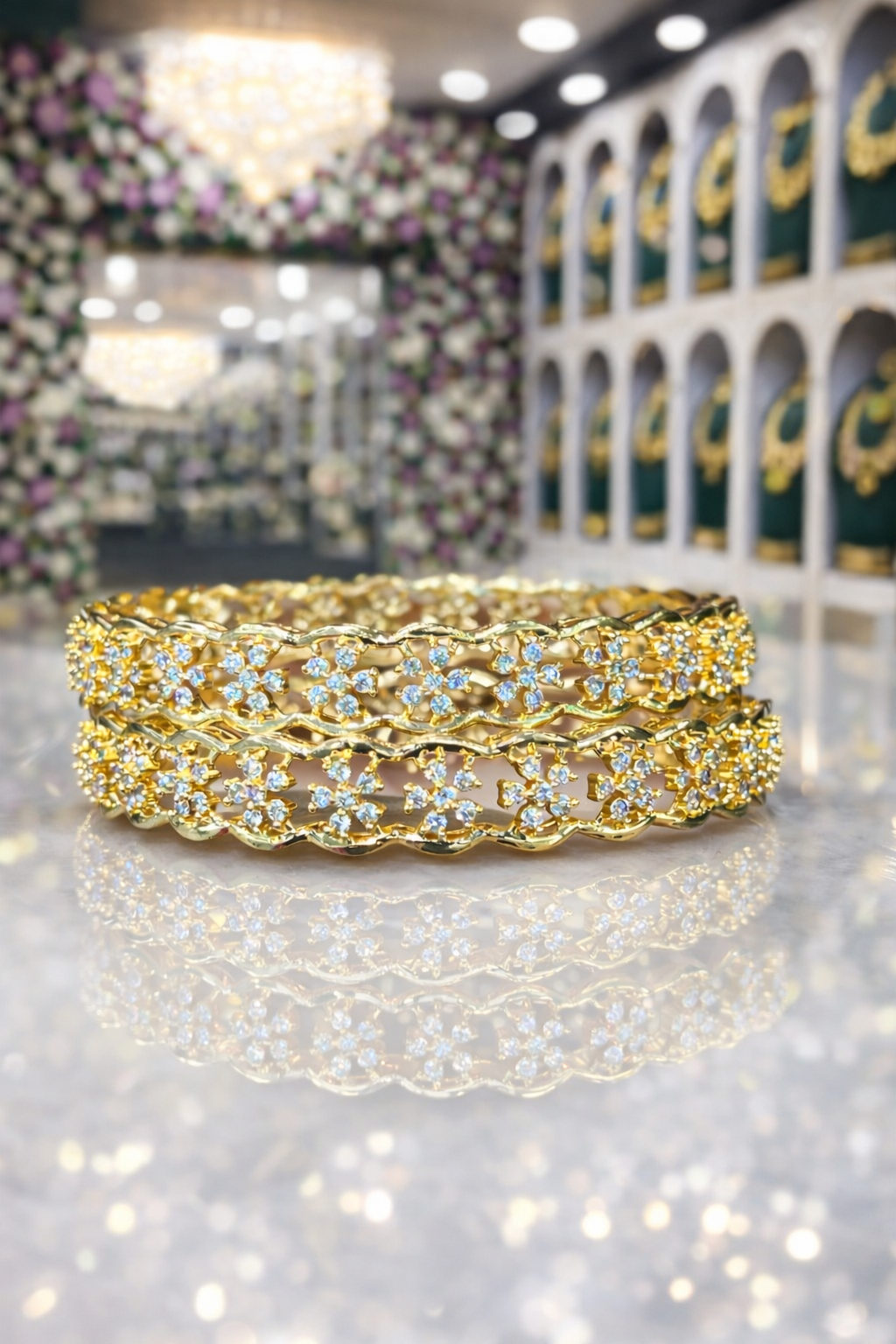 Floral Diamond Look Bangles