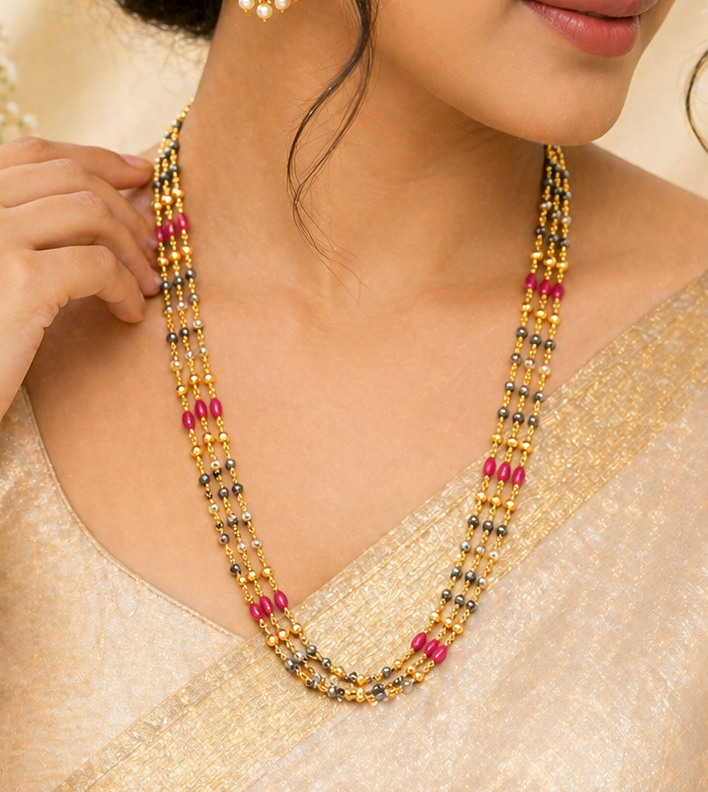 Beautiful black diamond 3 lines chain
