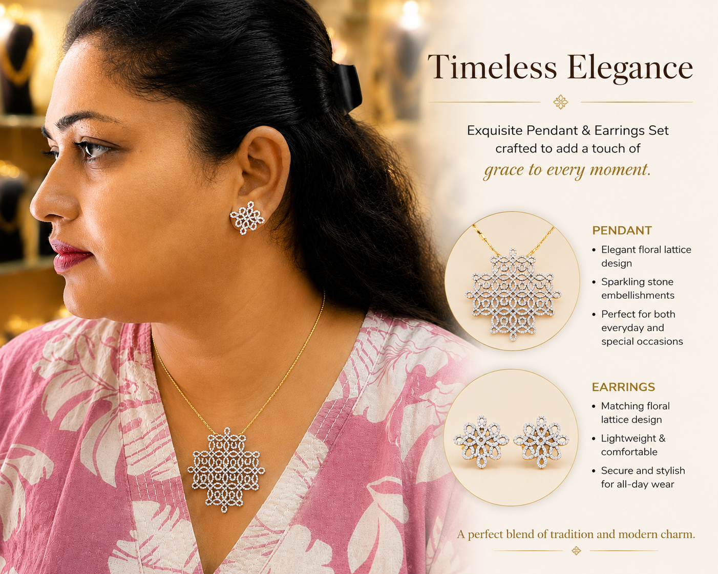 Elegant Locket & Earrings Set