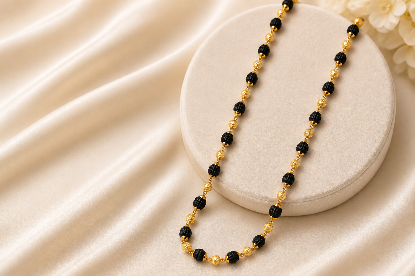 ✨Beautiful black rudhraksha and gold ball mala ✨