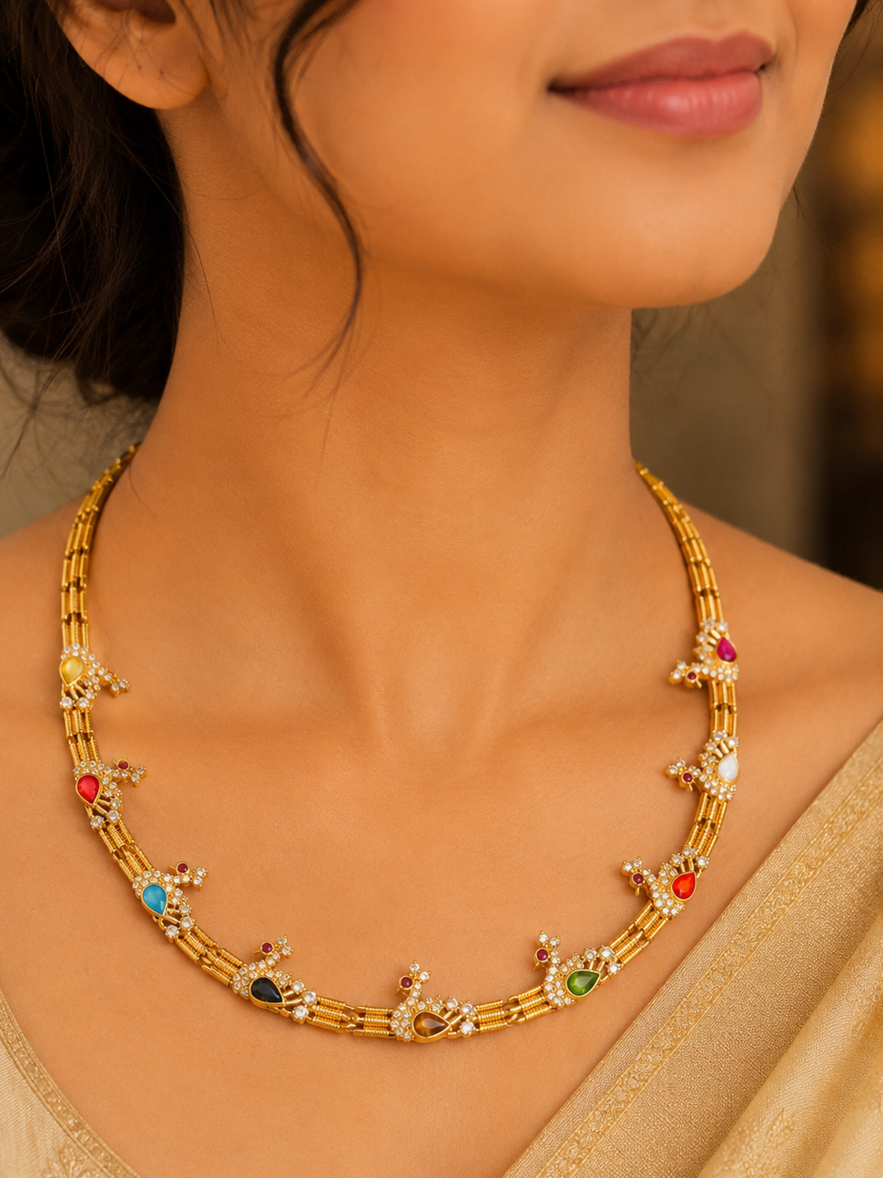 ✨ Navaratna Peacock Elegance Set