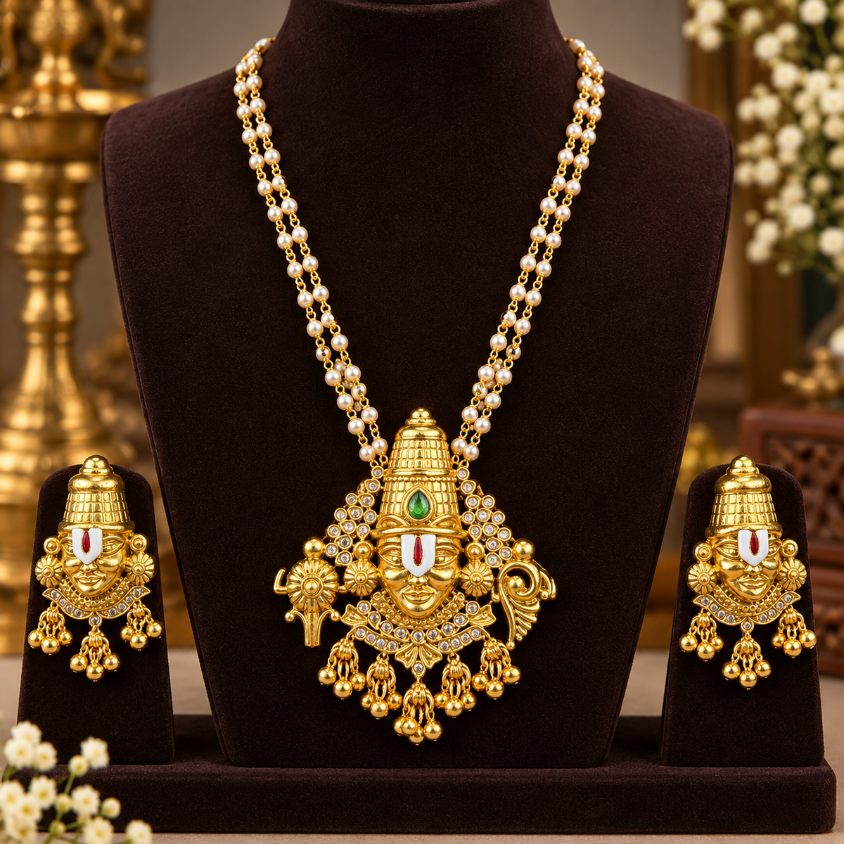 Venkateswara Swamy Pendant & Matching Earrings Set ✨