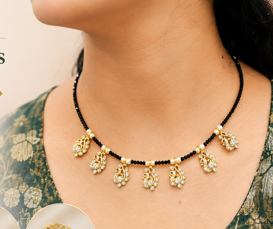 ✨ Classic Black Beads with Pearl Accents