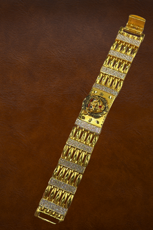 Royal Lion Crest Gold-Tone Men’s Statement Bracelet
