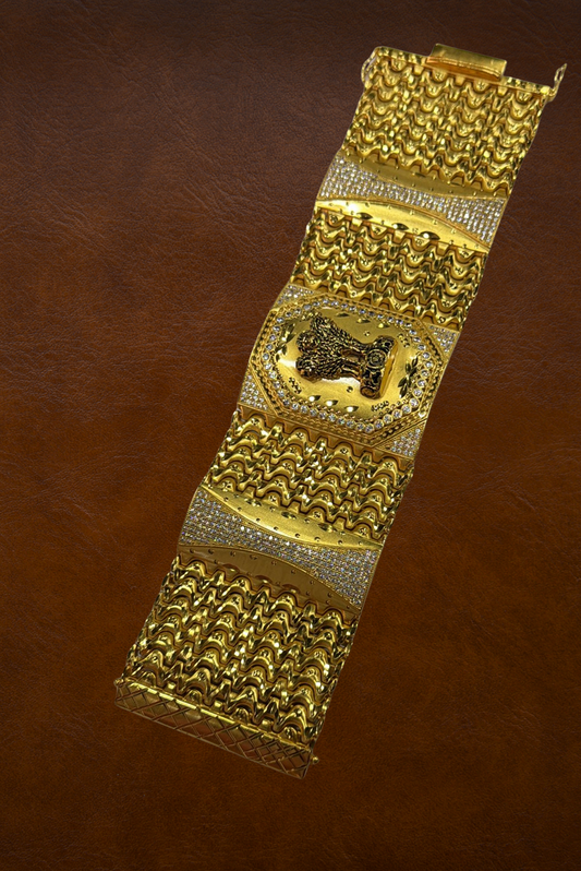 Royal Heritage Textured Kada – Premium Gold-Finished Men's Statement Bracelet