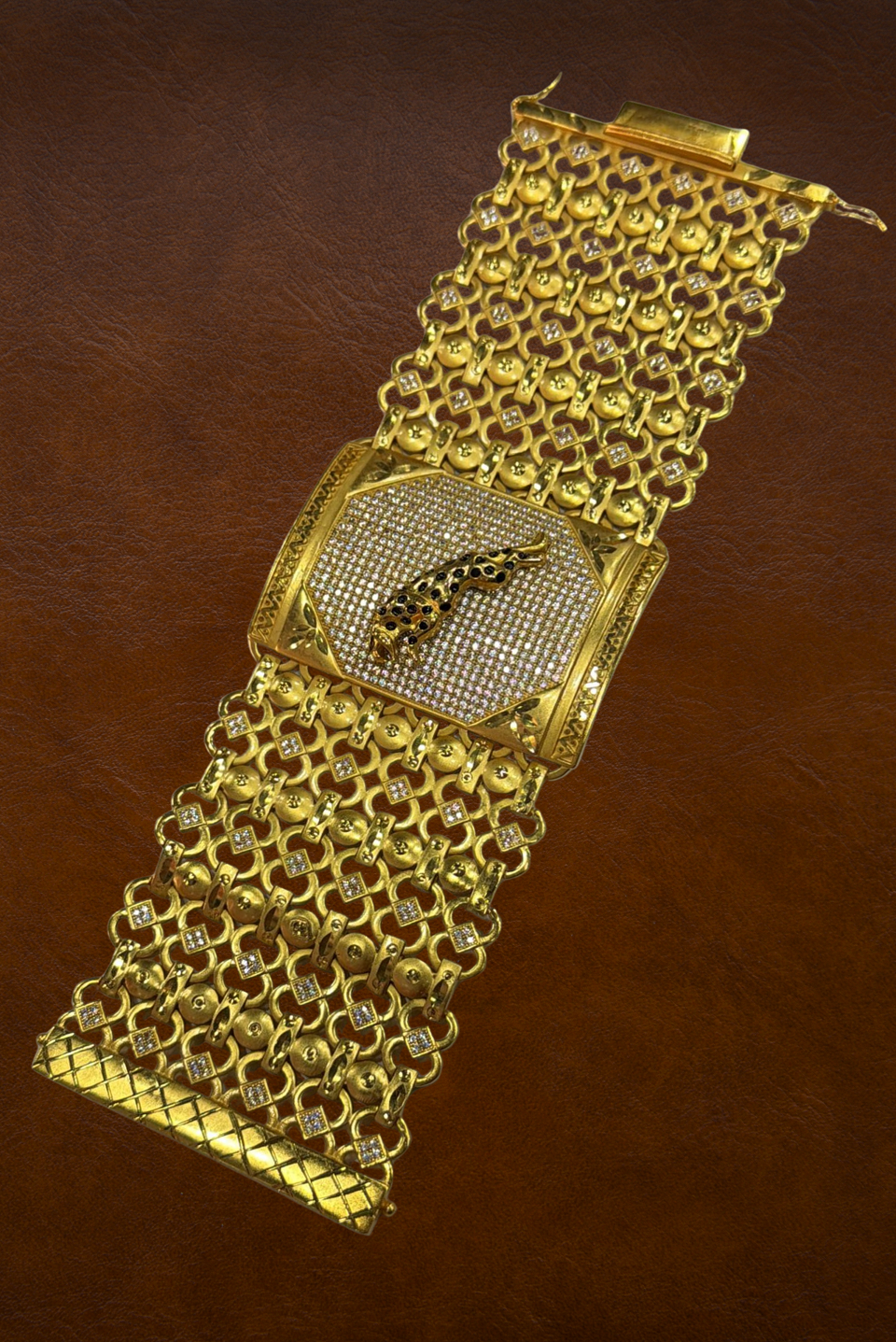 Regal Panther Gold-Tone Men’s Statement Bracelet
