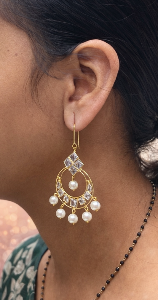 Polki earrings j hook style