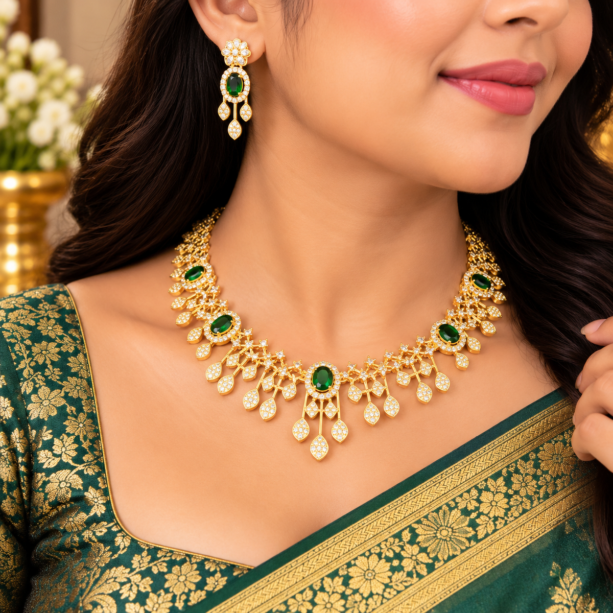 Royal Designer Necklace Set with Matching Earrings – Multiple Colour Options 👑