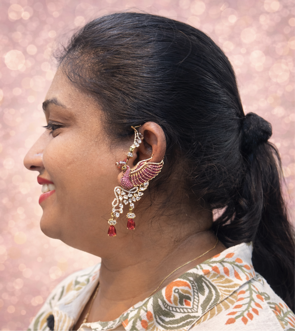 Cuff earring pink color