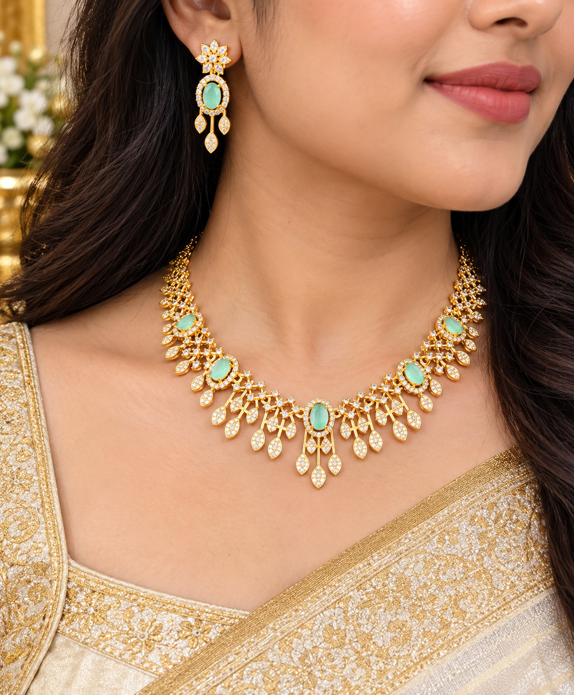 Royal Designer Necklace Set with Matching Earrings – Multiple Colour Options 👑