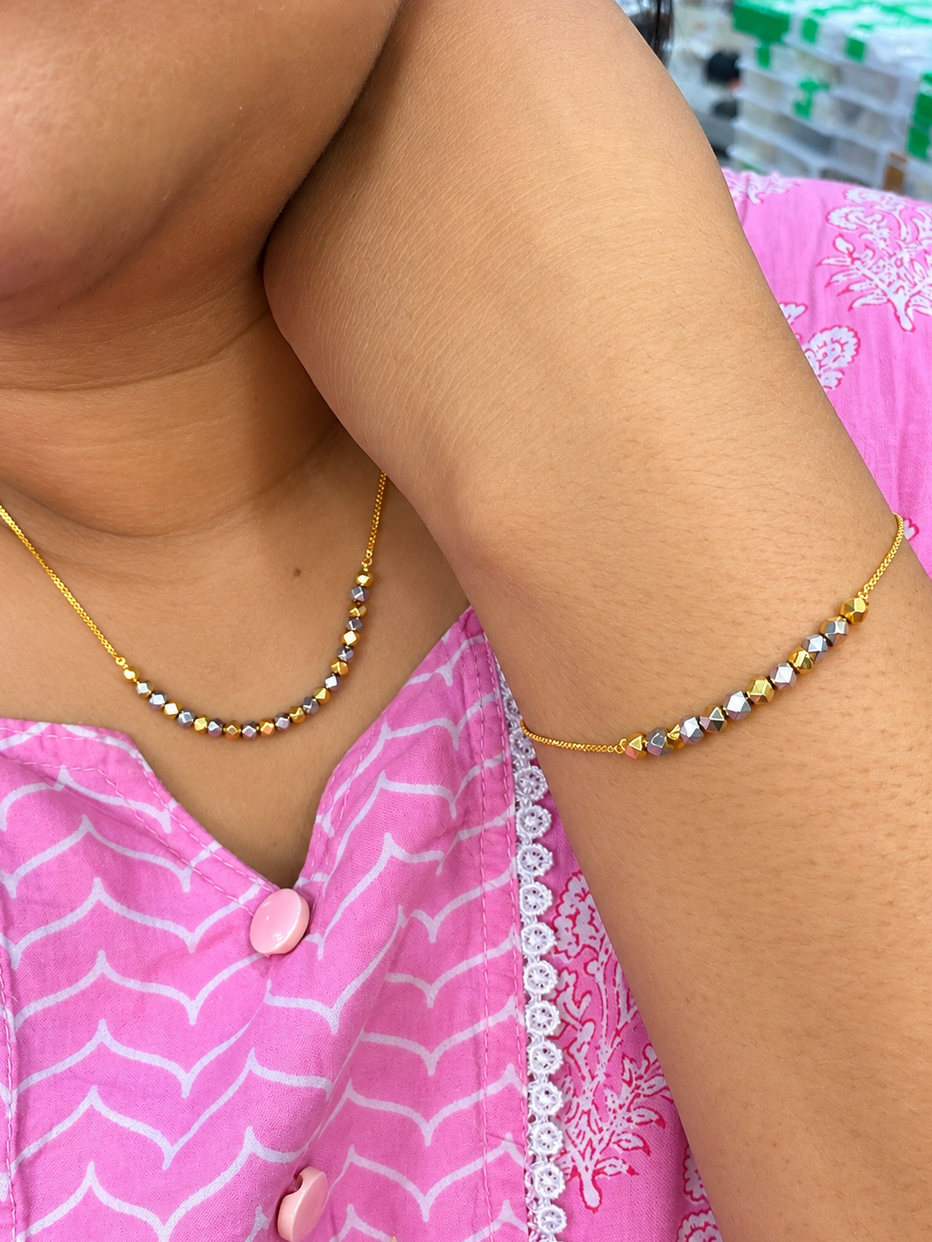 Elegant Gold & Rhodium Beads Combo