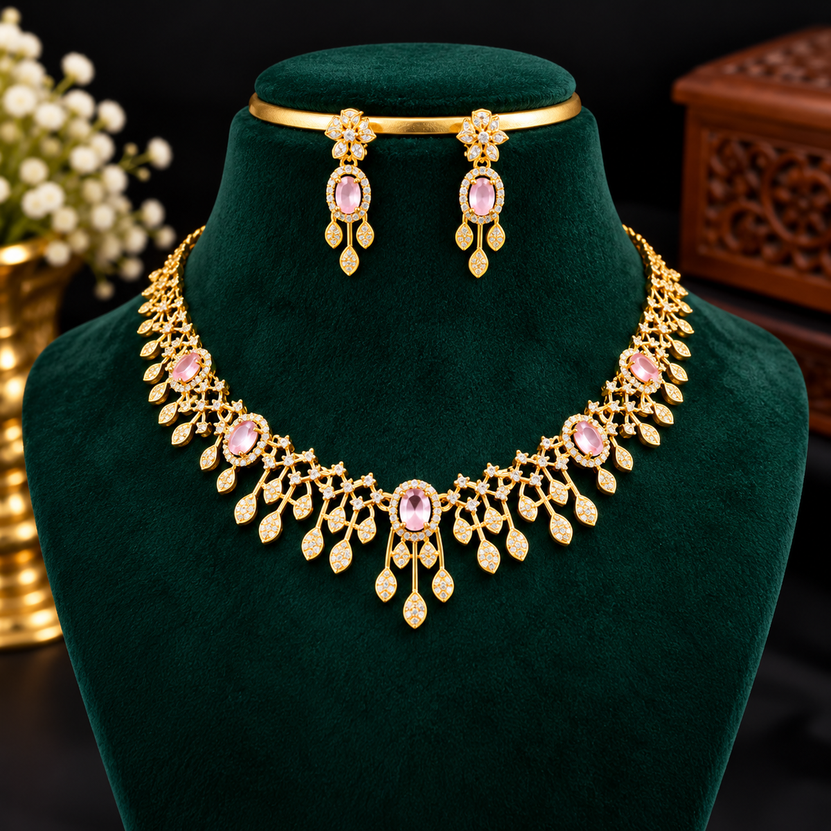 Royal Designer Necklace Set with Matching Earrings – Multiple Colour Options 👑