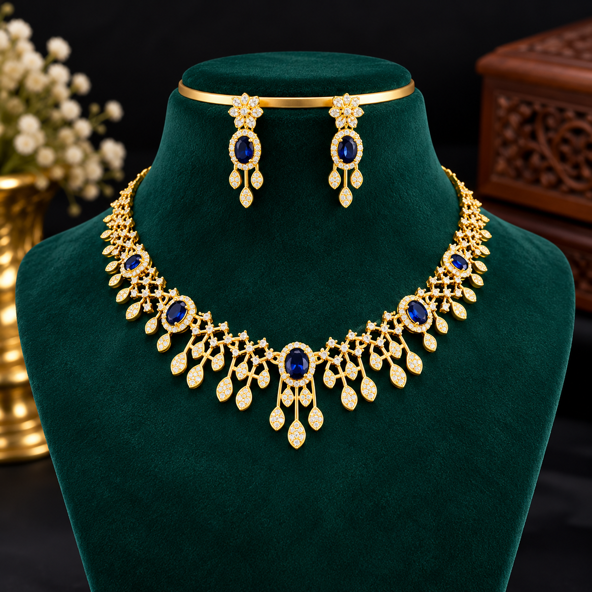 Royal Designer Necklace Set with Matching Earrings – Multiple Colour Options 👑