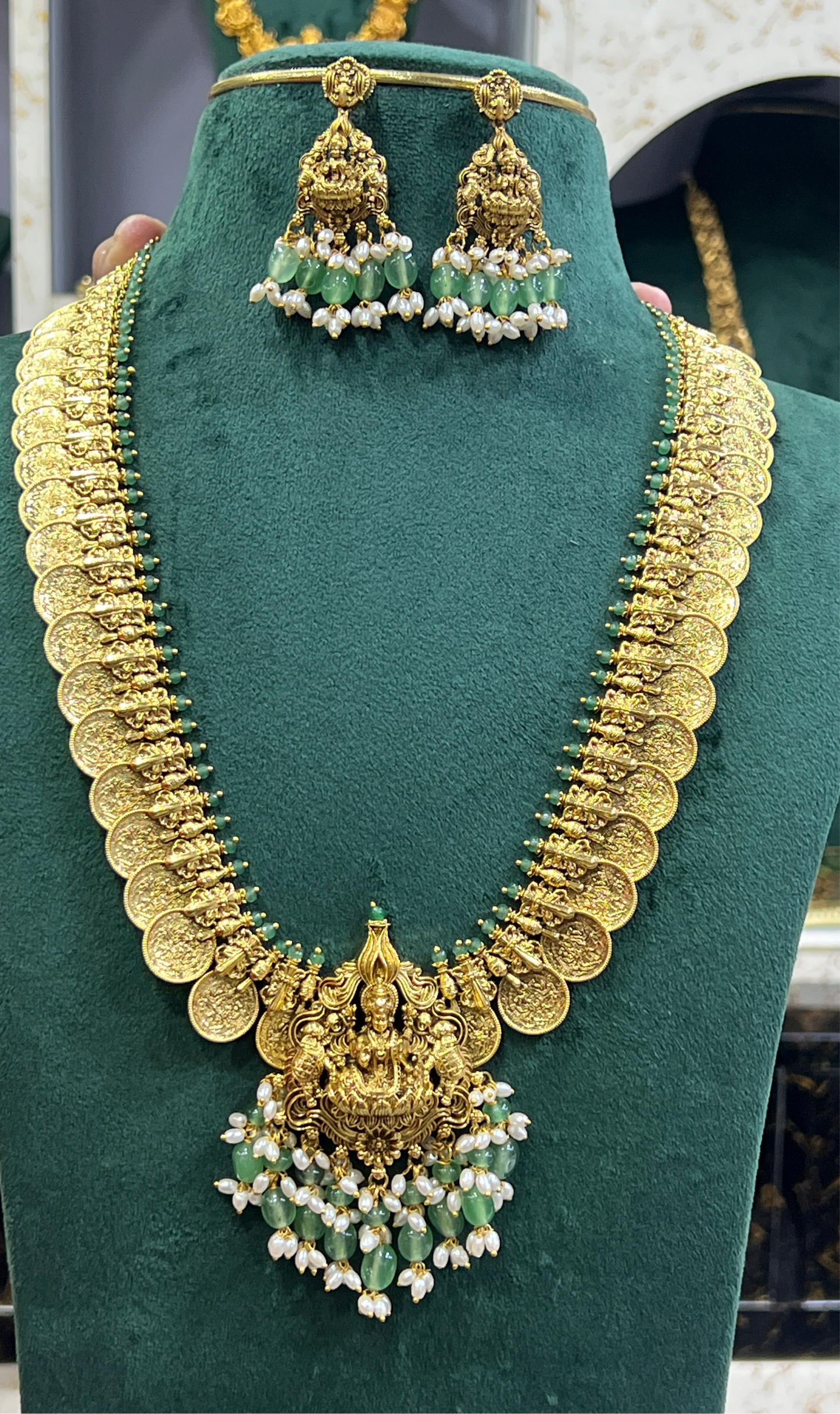 Beautiful Nakshi kasu haram with lakshmi pendent