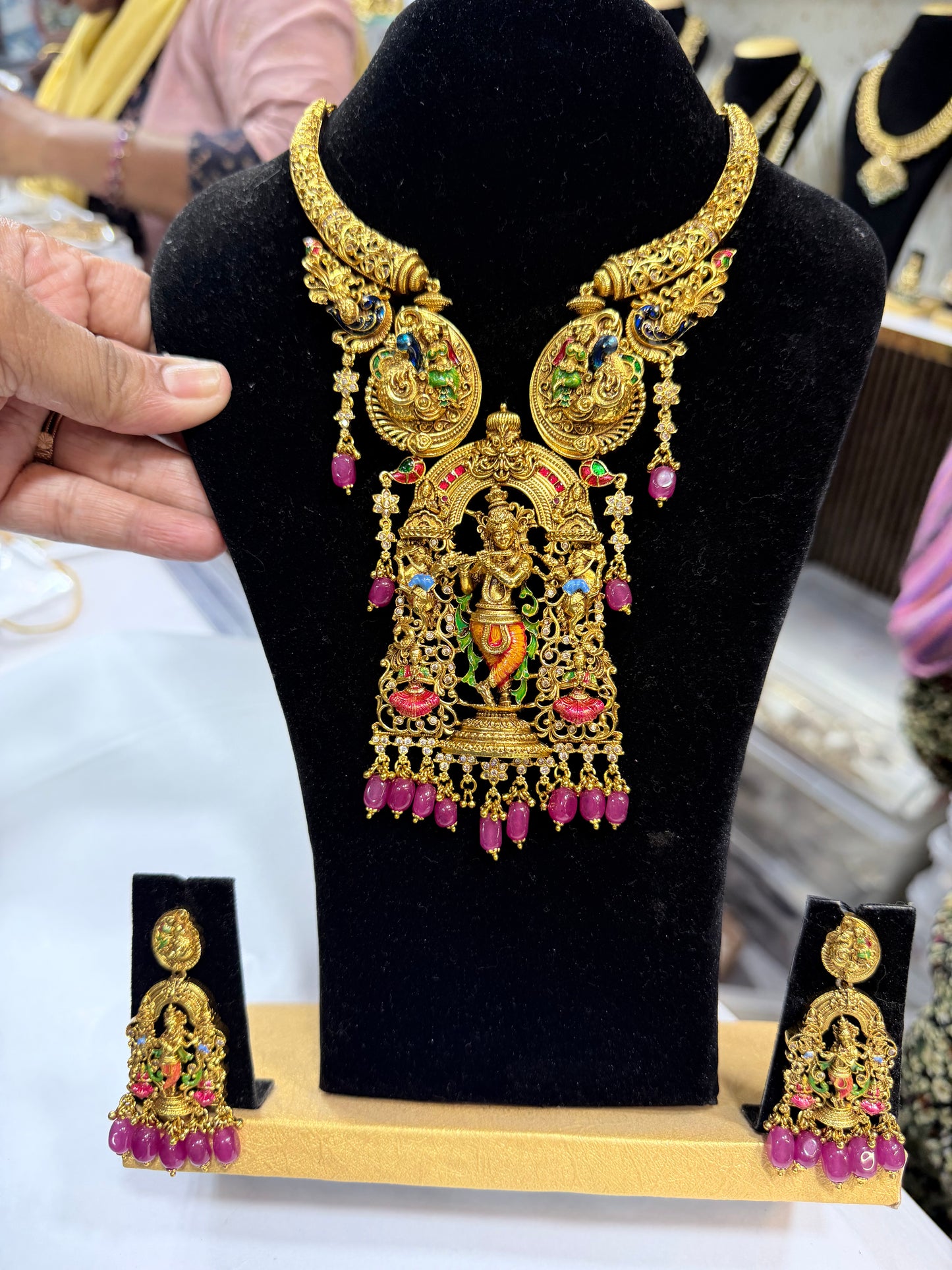 Krishna Leela – Premium Nakshi Necklace Set with Earrings