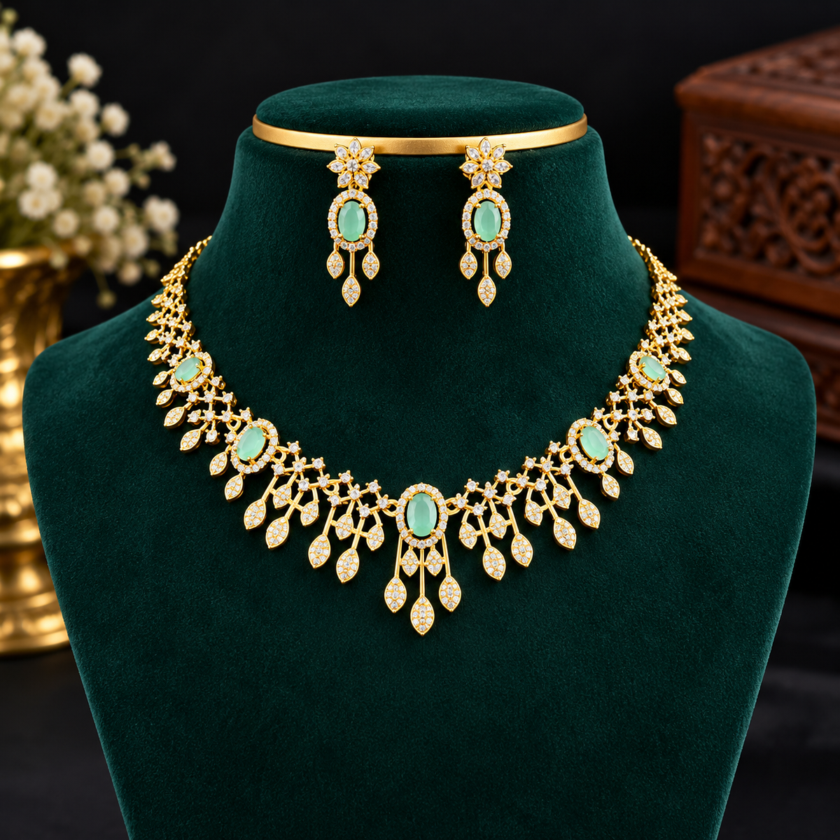 Royal Designer Necklace Set with Matching Earrings – Multiple Colour Options 👑