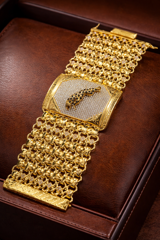 Regal Panther Gold-Tone Men’s Statement Bracelet