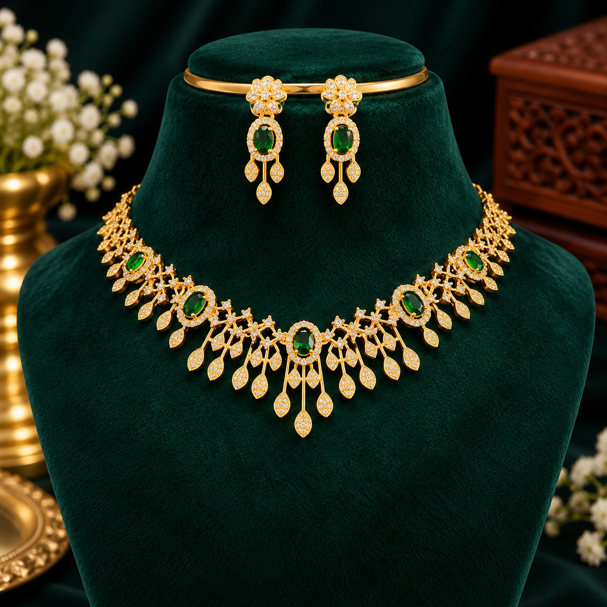 Royal Designer Necklace Set with Matching Earrings – Multiple Colour Options 👑