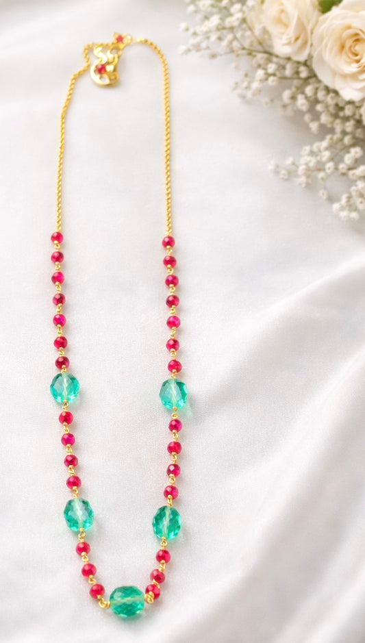 Real ruby nd mint handmade chain