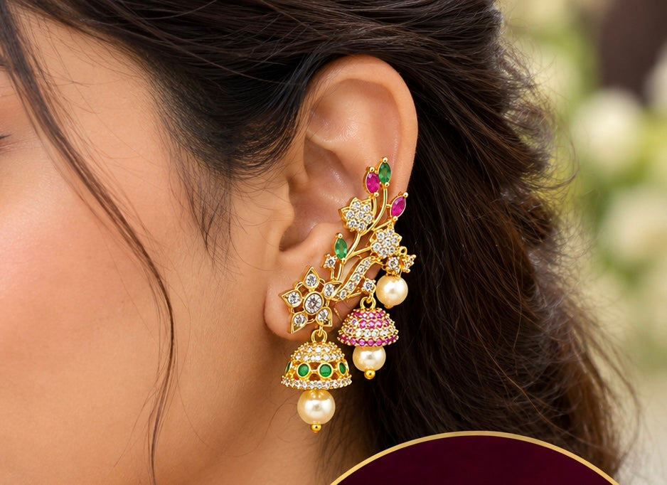 ✨ Royal Jhumka Ear Cuff – Full Traditional Look! ✨💕