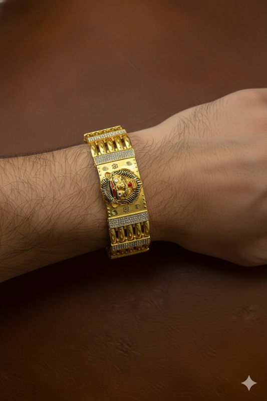 Royal Lion Crest Gold-Tone Men’s Statement Bracelet