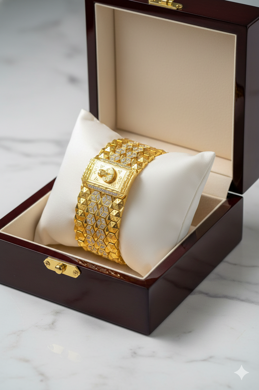 Men’s Royal Studded Gold-Finish Statement Bracelet